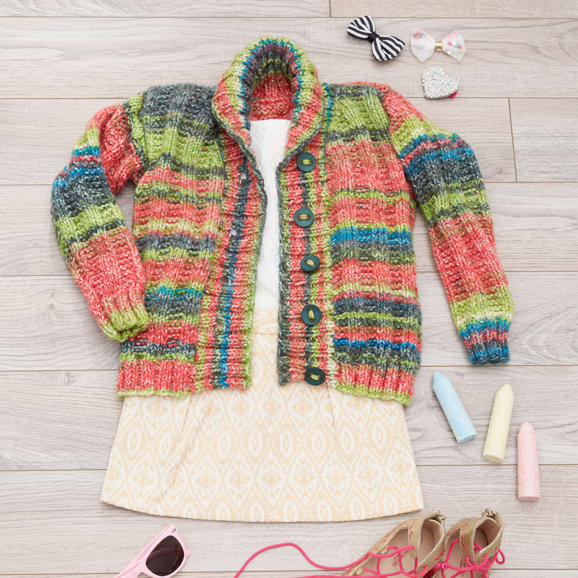 Free Red Heart Little Scholar Knit Cardigan Pattern | Yarnspirations
