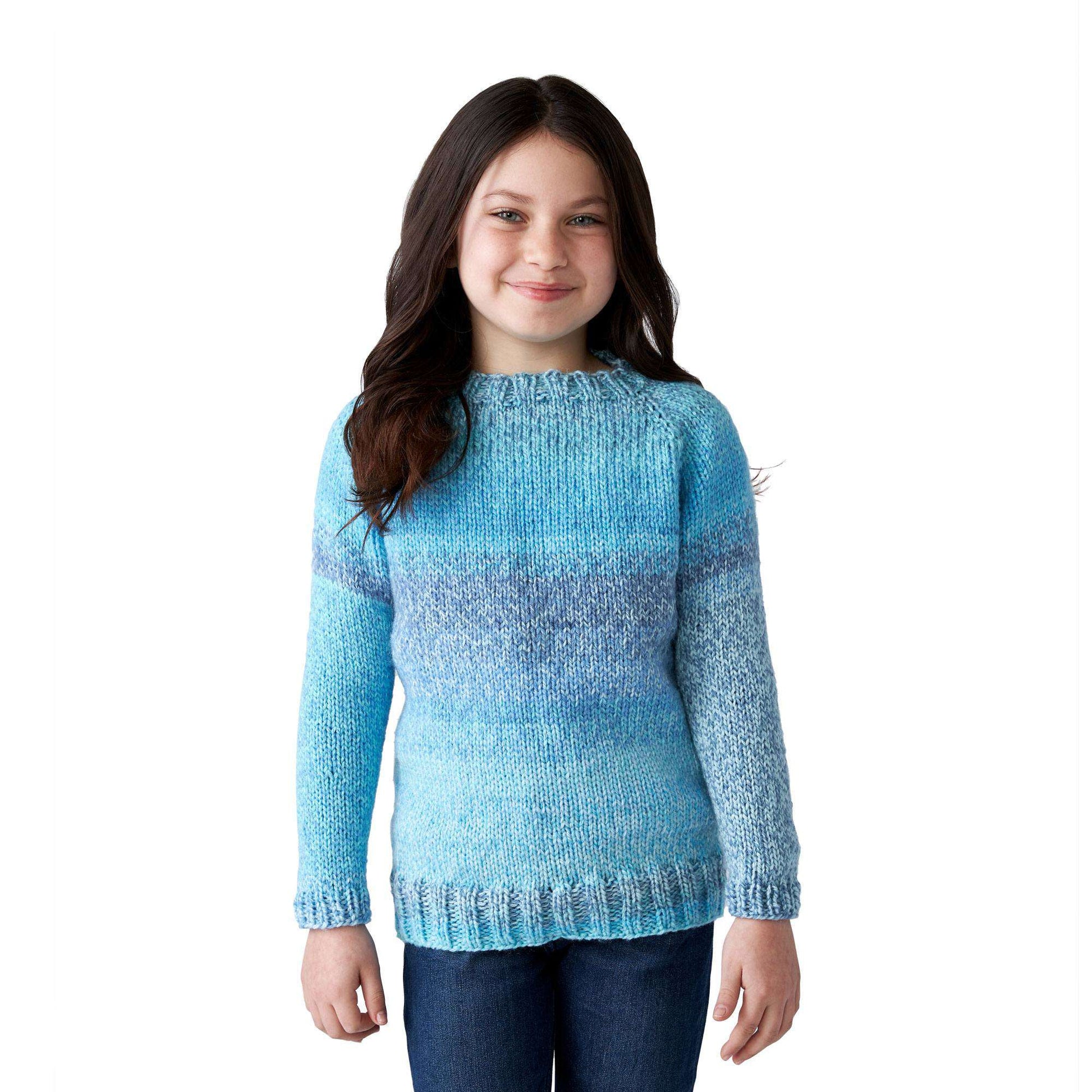 Free Red Heart Childs Top Down Knit Pullover Pattern