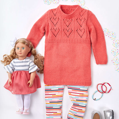 Red Heart Knit Child's Heart Yoke Tunic Knit Tunic made in Red Heart Baby Hugs Light Yarn