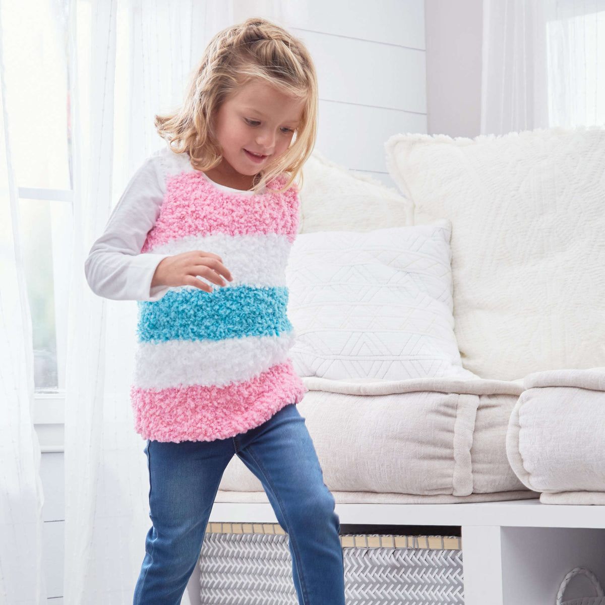 Knit Tunic made in Red Heart Buttercup Yarn