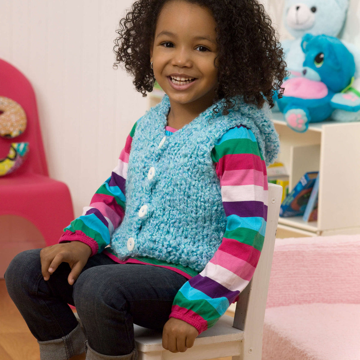 Knit Vest made in Red Heart Baby Clouds Yarn