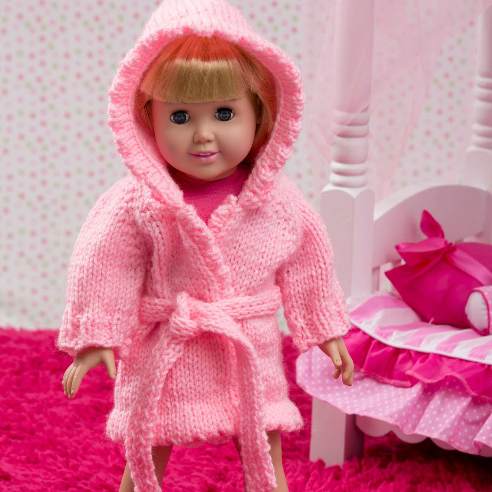 Free Red Heart Doll Robe And Bunny Slippers Pattern