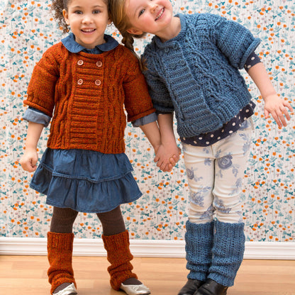 Red Heart Cabled Knit Sweater & Leg Warmers Knit Warmers made in Red Heart Super Tweed Yarn
