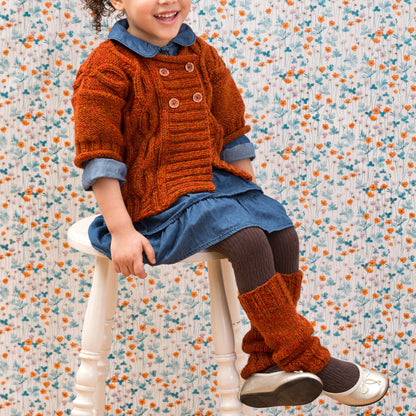 Red Heart Cabled Knit Sweater & Leg Warmers Knit Warmers made in Red Heart Super Tweed Yarn