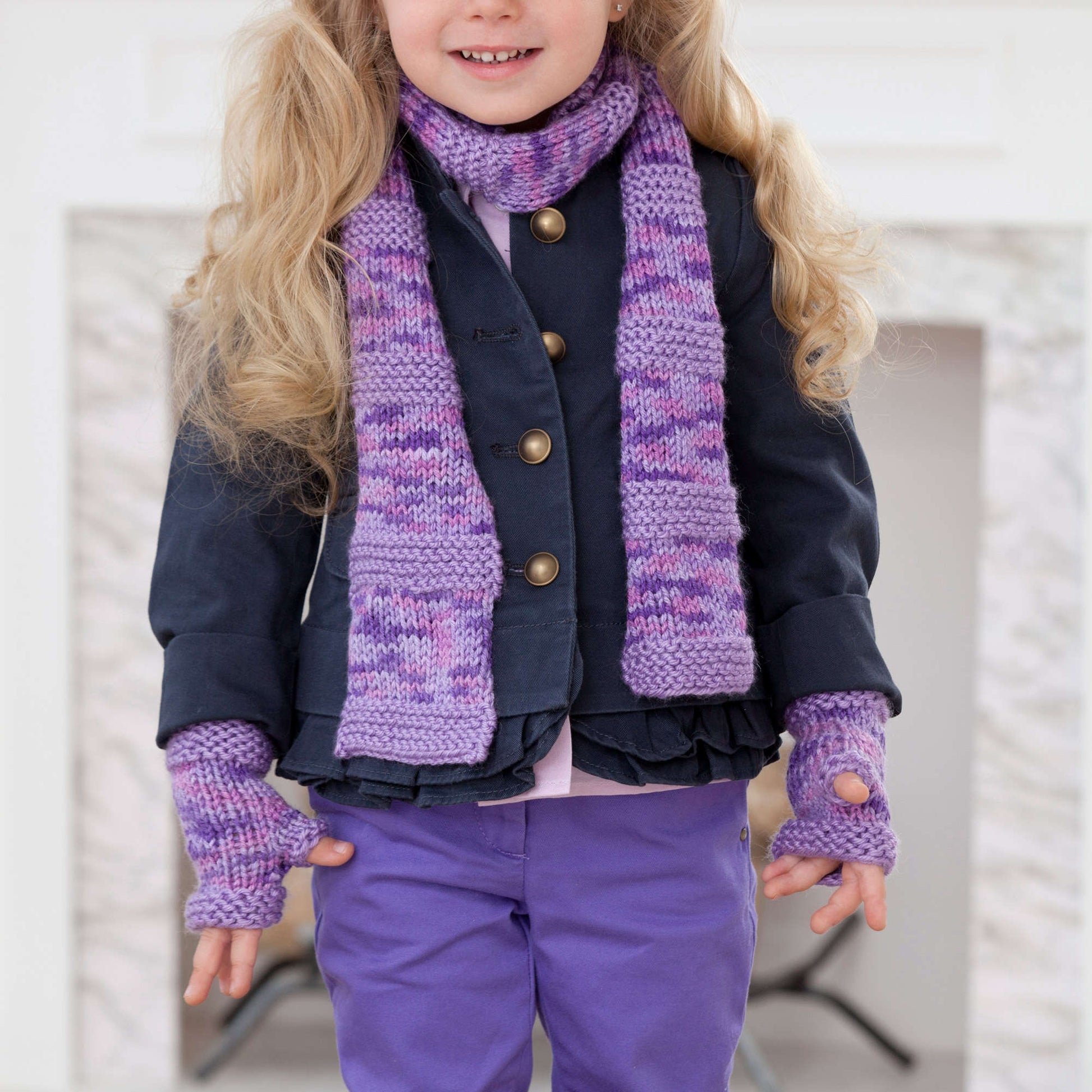 Free Red Heart Berry-licious Scarf & Wristers Pattern