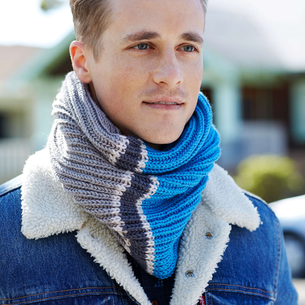 Knit Cowl made in Red Heart Chic Sheep Yarn