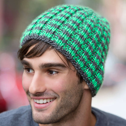 Red Heart Knit Night Shine Hat Knit Hat made in Red Heart Reflective Yarn