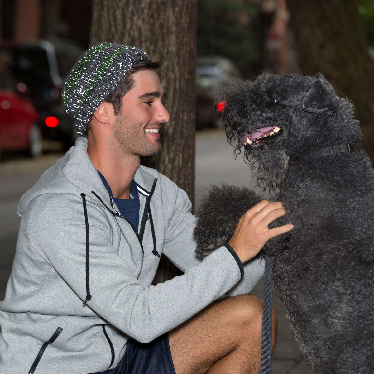 Knit Beanie made in Red Heart Reflective Yarn