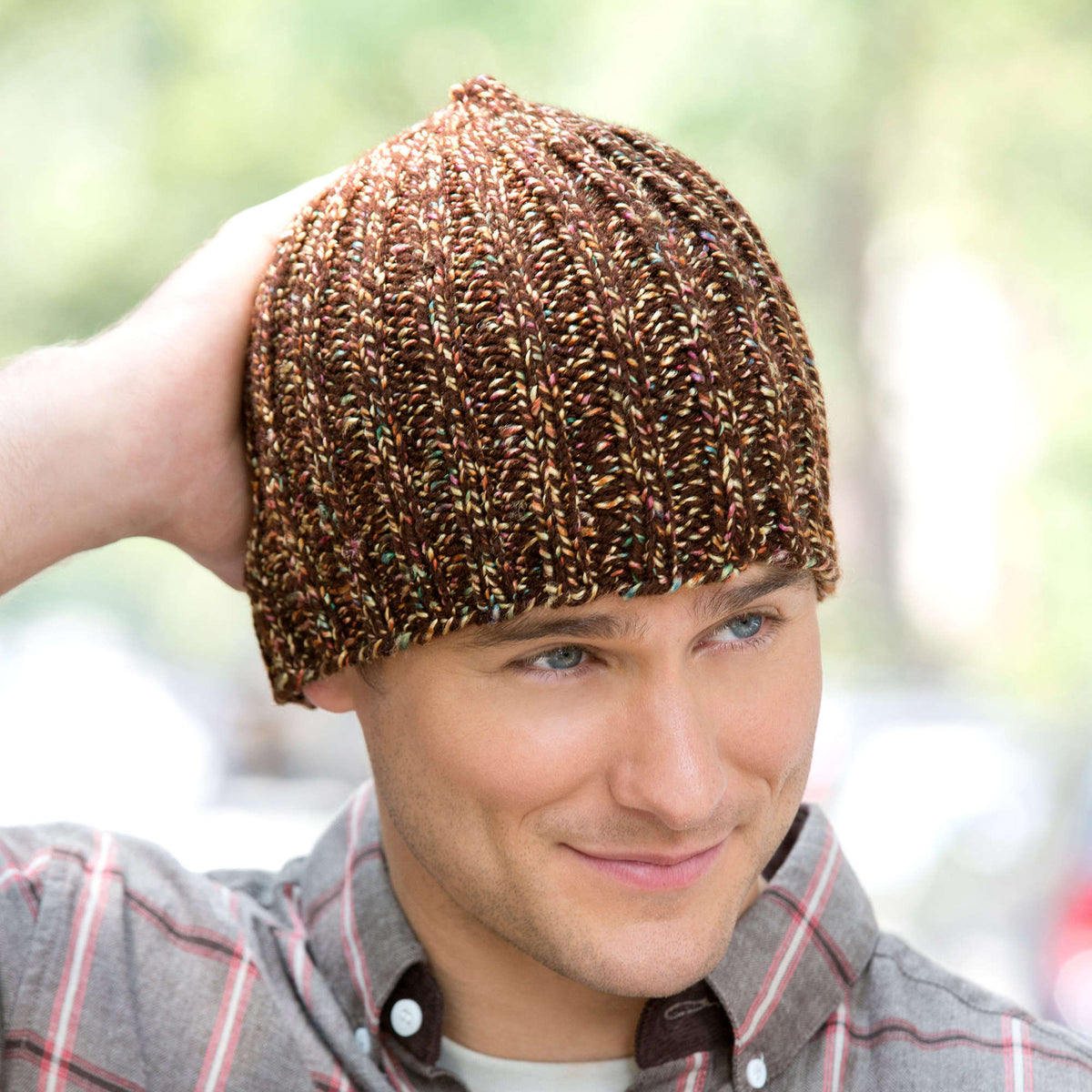 Knit Hat made in Red Heart Fiesta Yarn