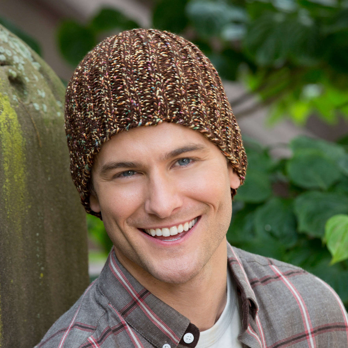 Knit Hat made in Red Heart Fiesta Yarn