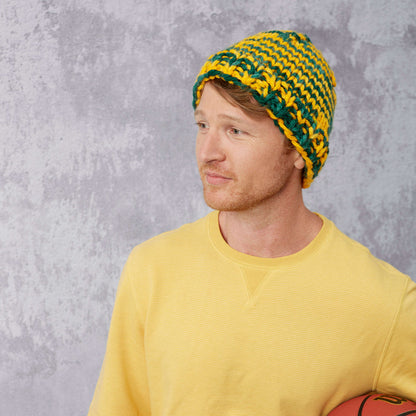 Red Heart Knit Three Cheers Hat Knit Hat made in Red Heart Team Spirit Chunky Yarn