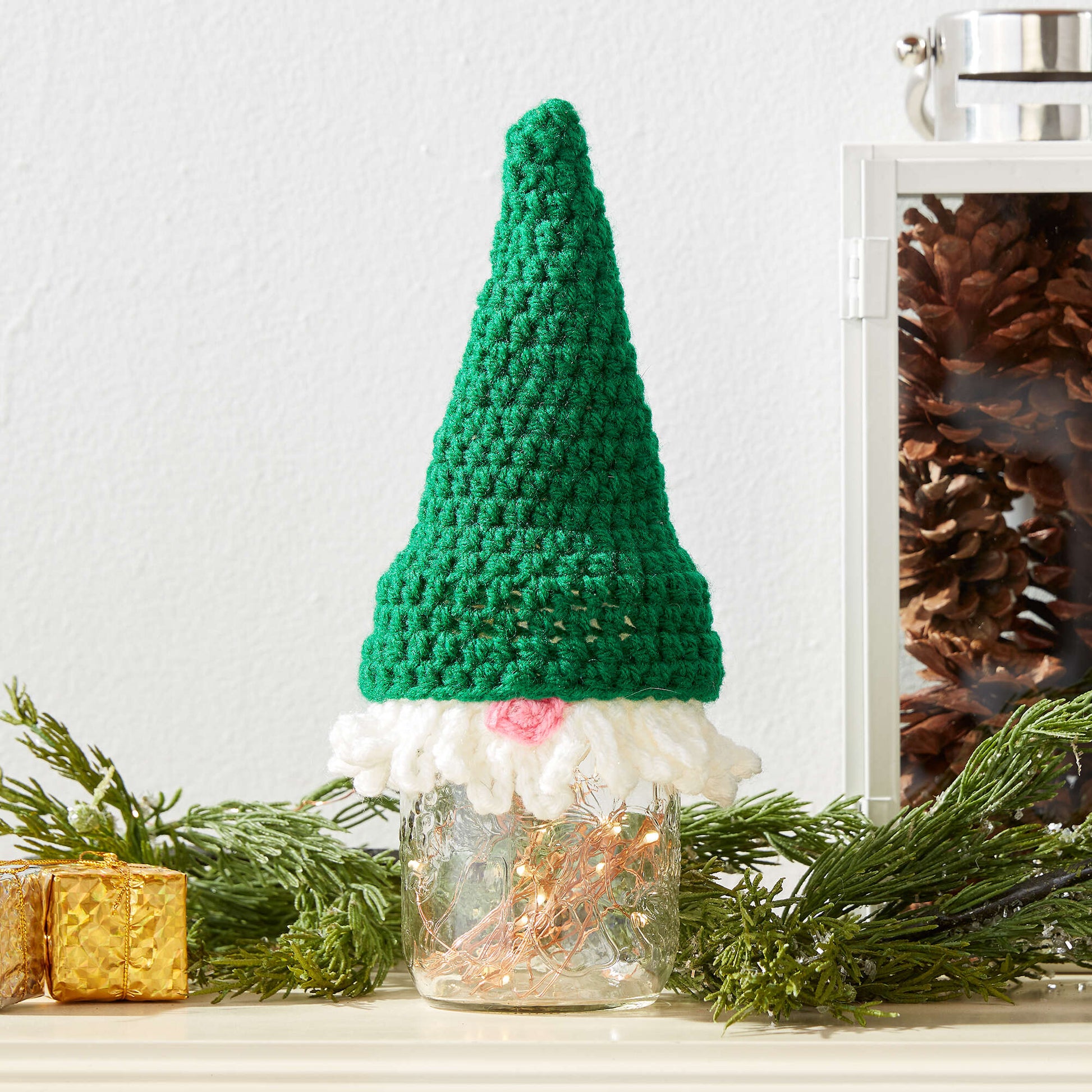Free Red Heart Gnome Jar Topper Knit Pattern