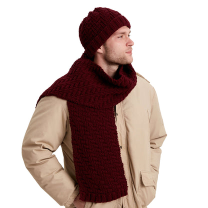 Red Heart Knit Basketweave Set for Him Hat