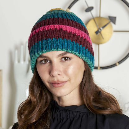 Red Heart Ribbed Knit Beanie Red Heart Super Saver O'Go