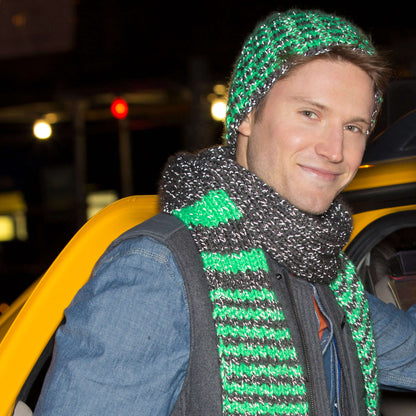 Red Heart Knit Night Shine Scarf Knit Scarf made in Red Heart Reflective Yarn