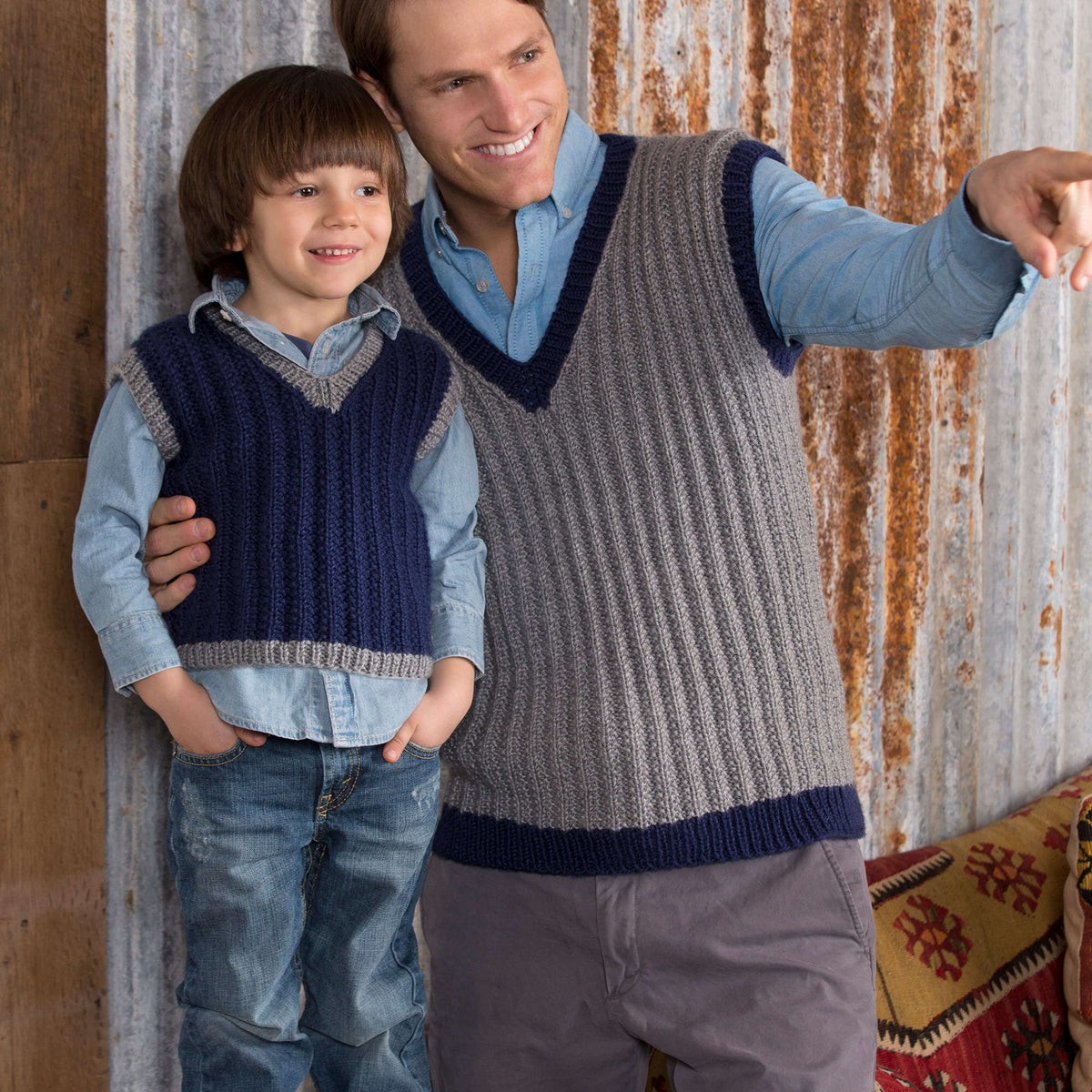 Free Red Heart Man's Seeded Rib Vest Knitting Pattern | Yarnspirations