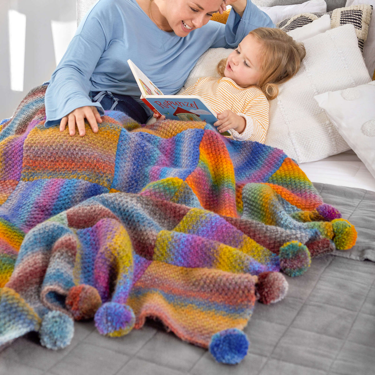 Knit Blanket made in Red Heart Colorscape Yarn