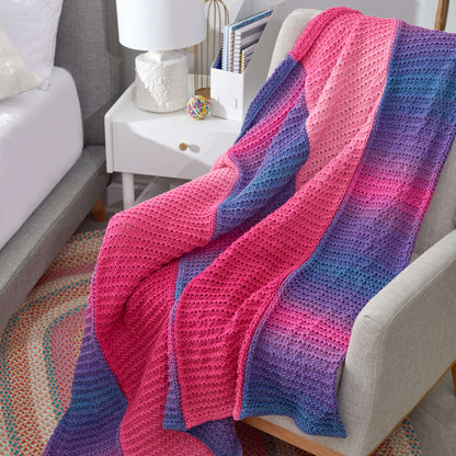 Red Heart Dynamic Knit Ombre Throw Knit Throw made in Red Heart Super Saver Ombre Yarn