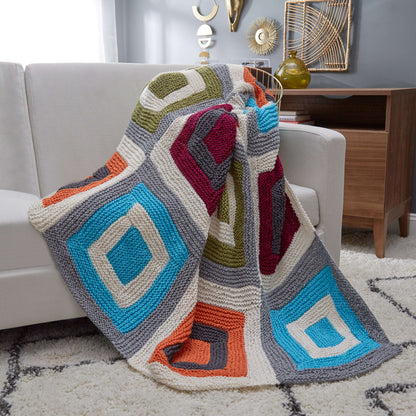 Red Heart Color Blocks Knit Throw Knit Throw made in Red Heart Soft Yarn