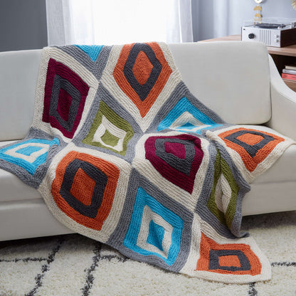 Red Heart Color Blocks Knit Throw Knit Throw made in Red Heart Soft Yarn