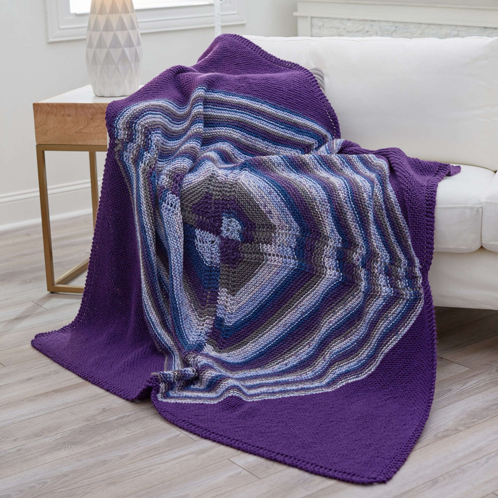 Free Red Heart Knit Four-Square Diagonal Throw Pattern