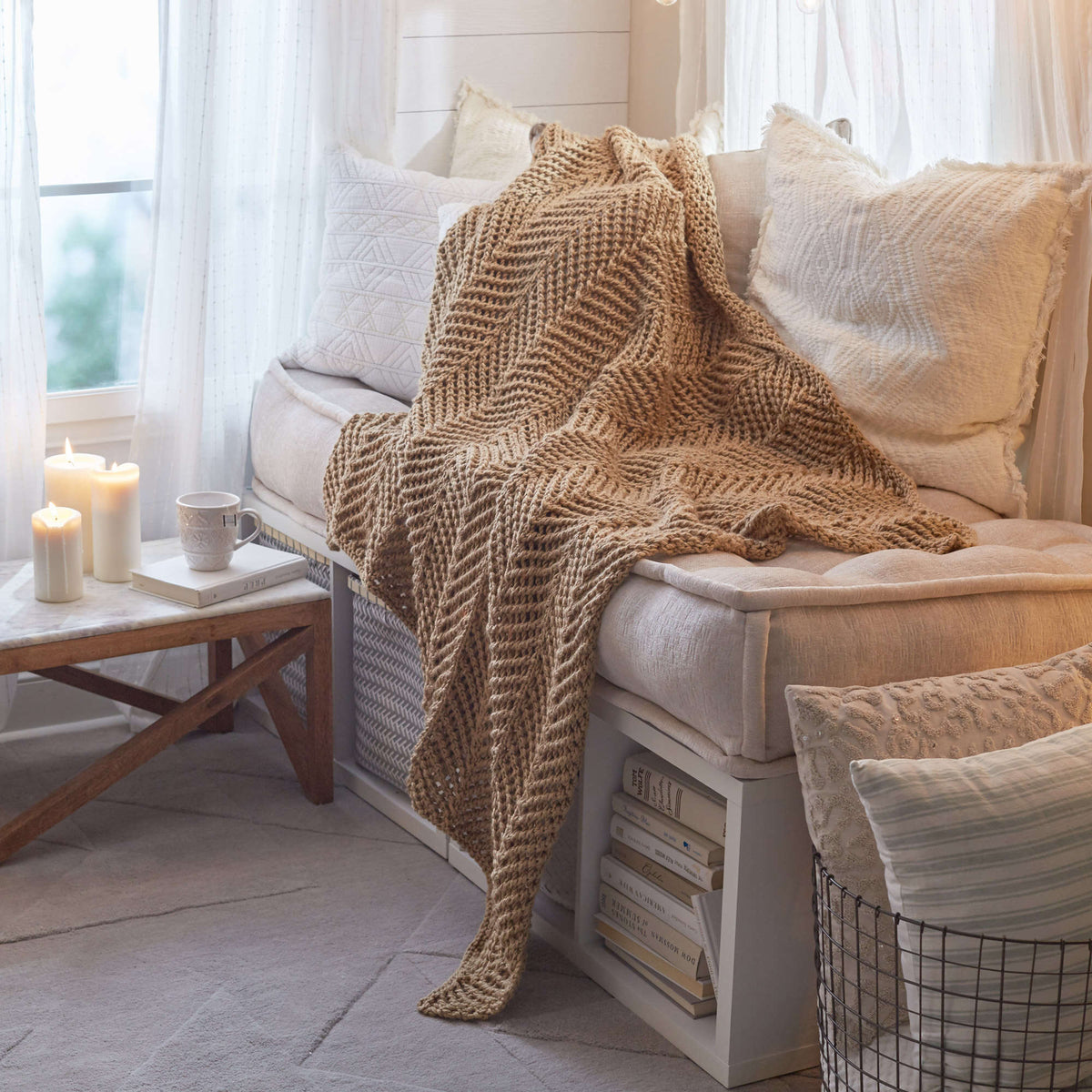 Knit Blanket made in Red Heart Soft yarn