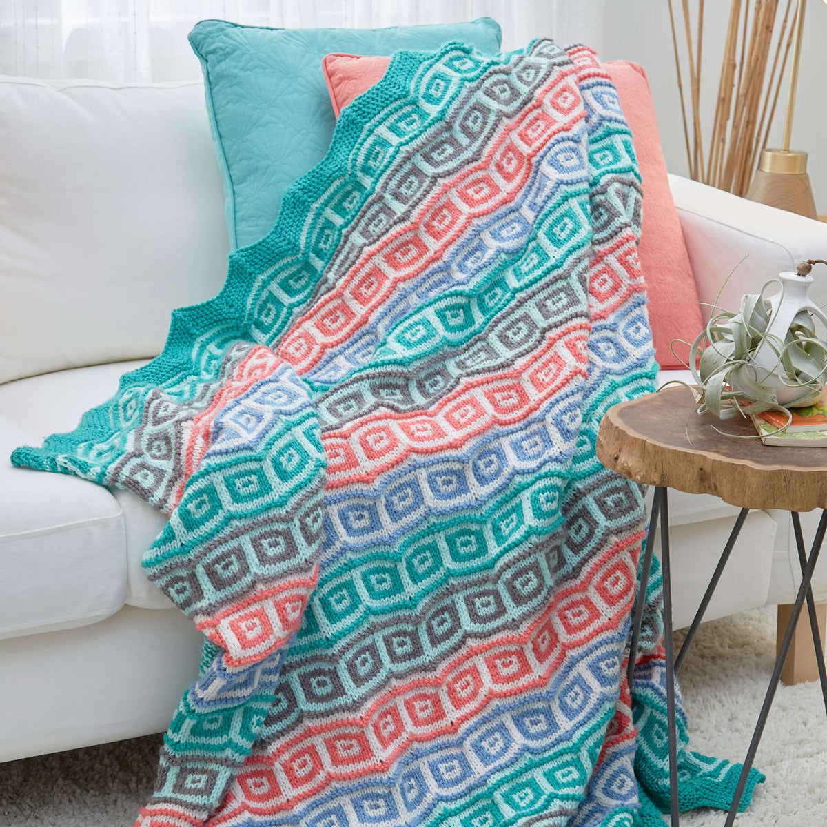 Knit Throw made in Red Heart With Love Yarn