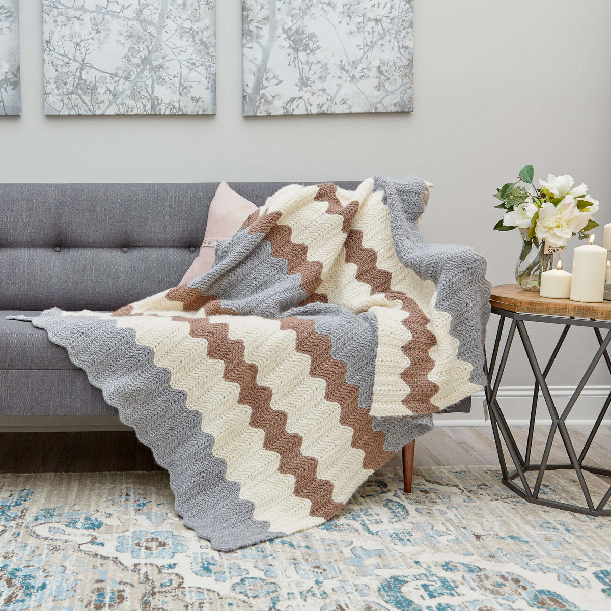 Knit Throw made in Red Heart Dreamy Yarn