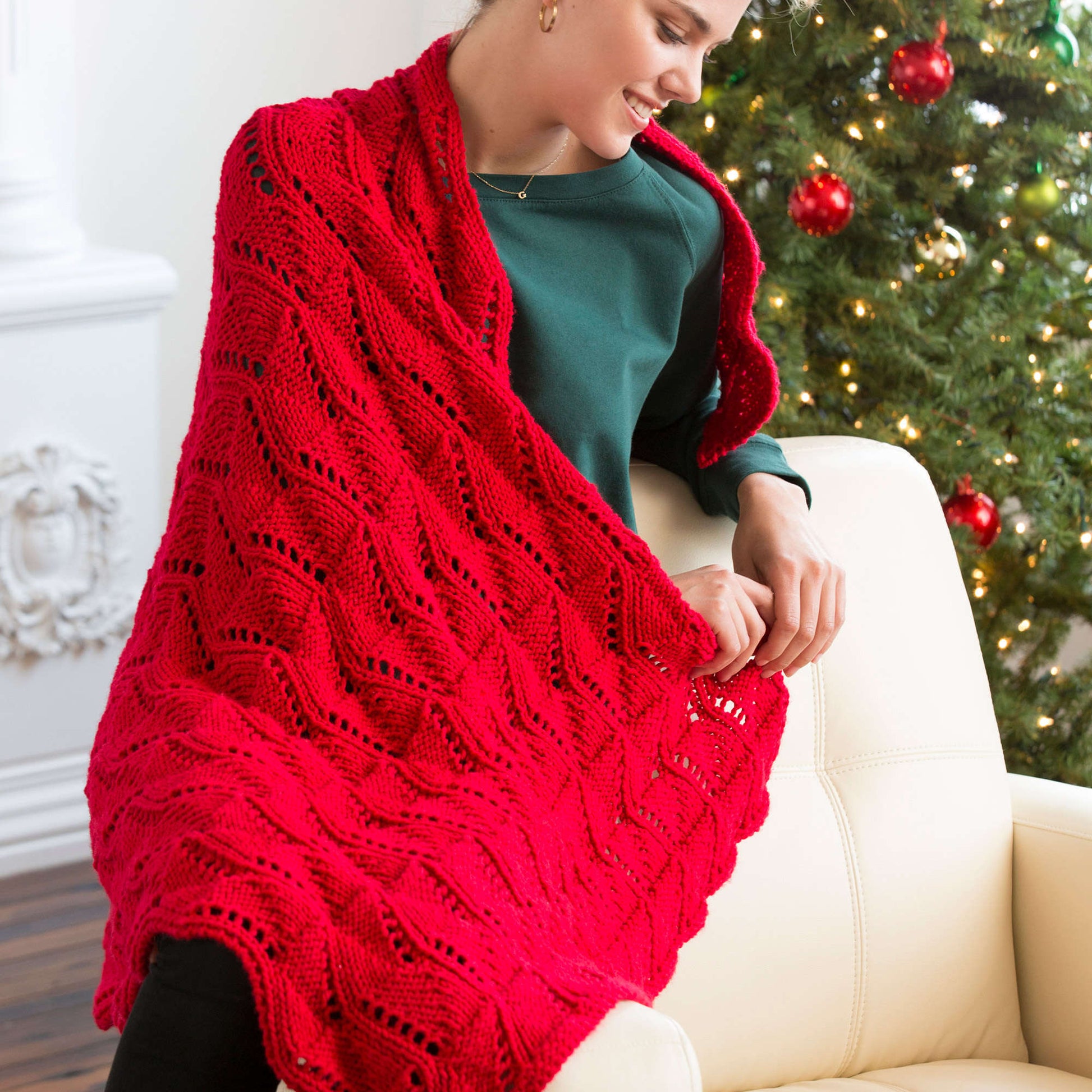 Free Red Heart Reversible Wave Throw Knit Pattern