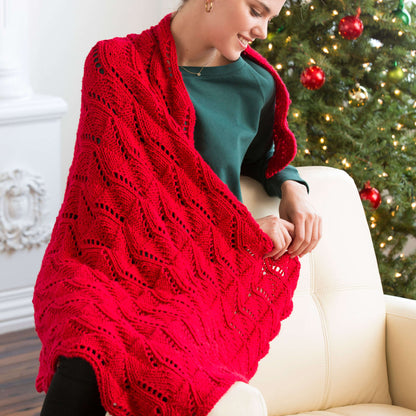 Red Heart Knit Reversible Wave Throw Knit Throw made in Red Heart With Love Yarn