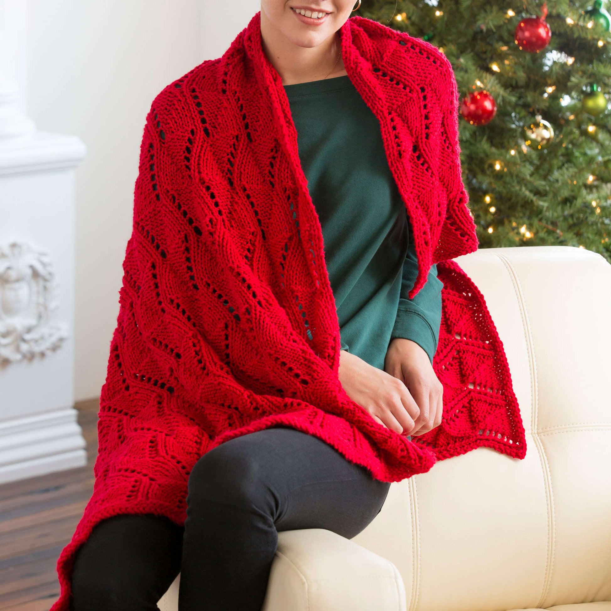 Free Red Heart Knit Reversible Wave Throw Pattern