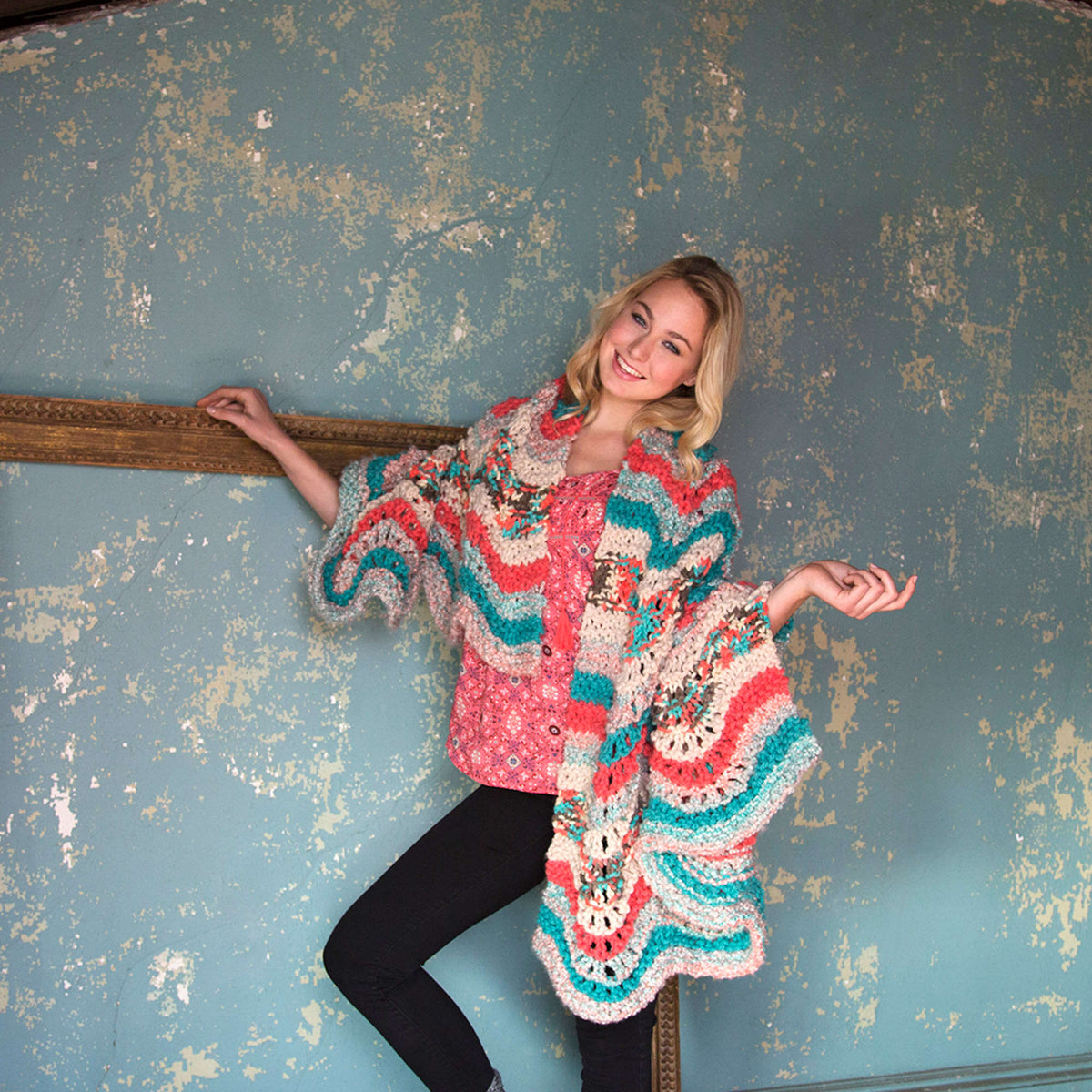 Knit Throw made in Red Heart Mixology Swirl Yarn