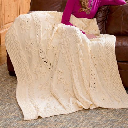 Red Heart Butterfly Cabled Blanket Knit Blanket made in Red Heart With Love Yarn