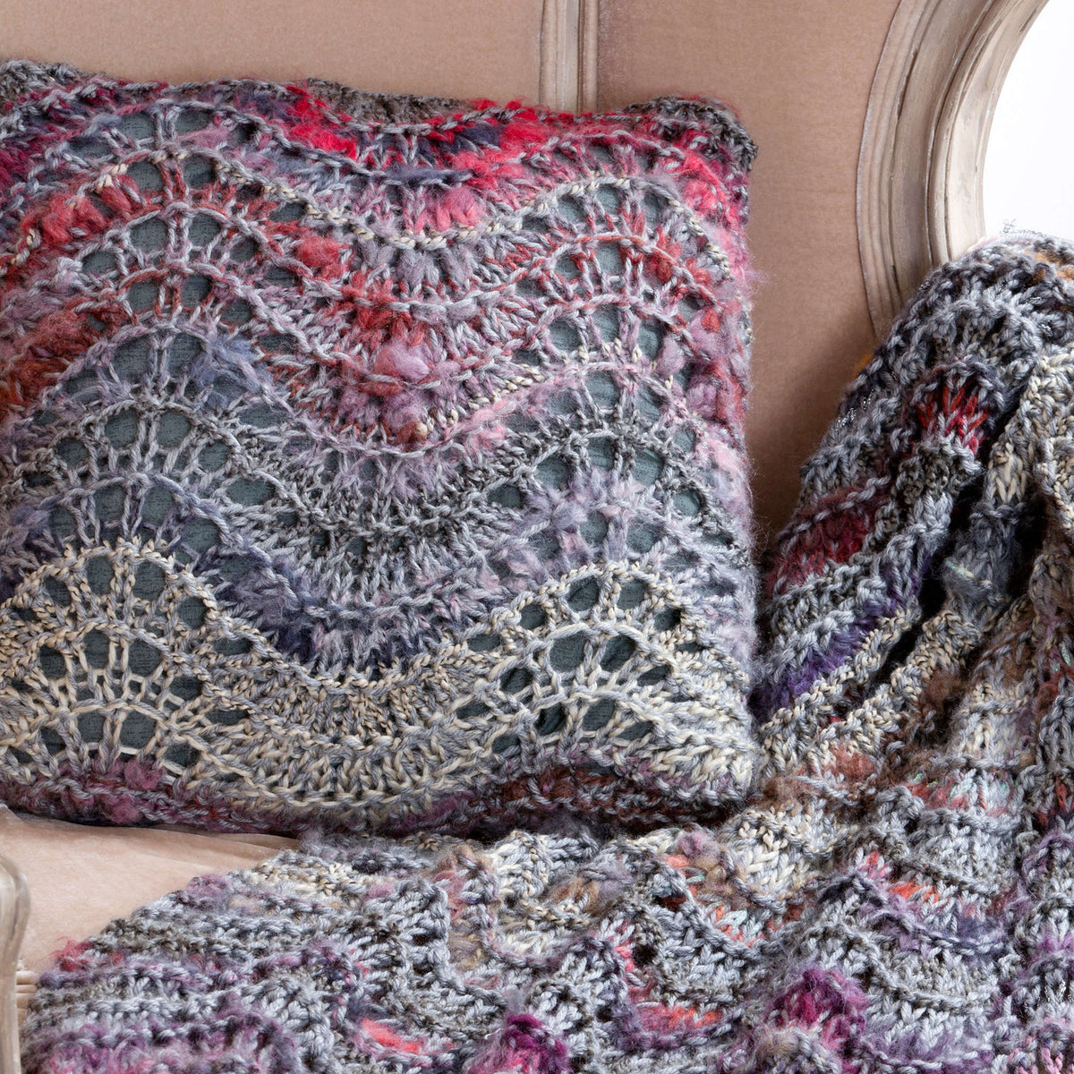 Knit Pillow made in Red Heart Boutique Yarn