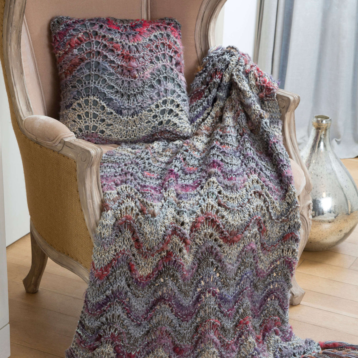 Knit Pillow made in Red Heart Boutique Yarn