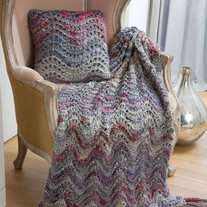 Red Heart Knit Elegant Lapghan & Pillow Knit Pillow made in Red Heart Boutique Yarn