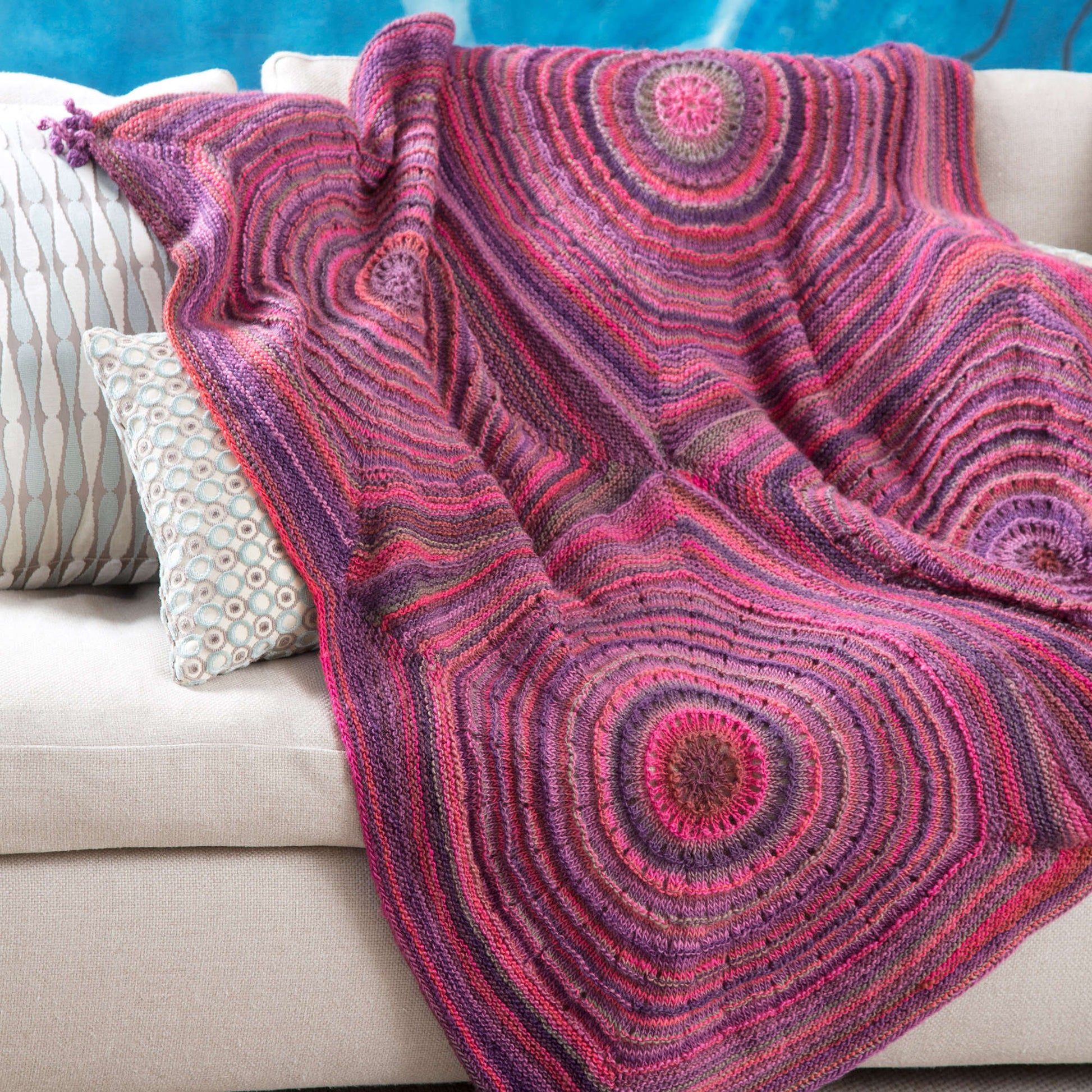 Free Red Heart Squared Shades Throw Knit Pattern