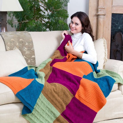 Red Heart Knit Sampler Block Throw Knit Throw made in Red Heart With Love Yarn