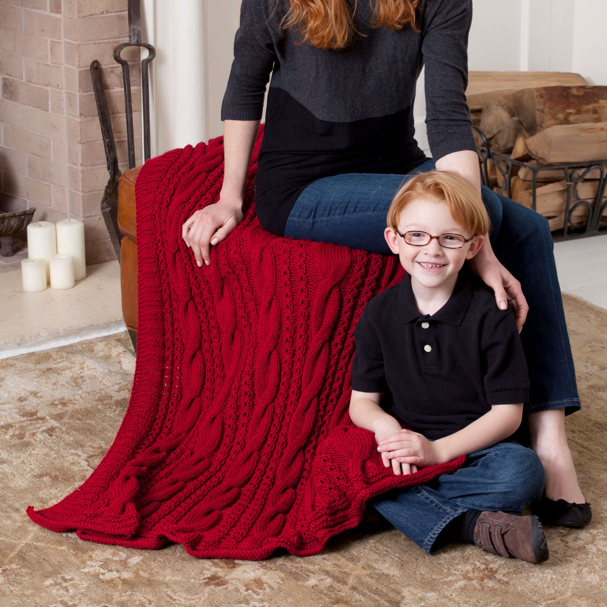 Free Red Heart Cabled Comfort Throw Knit Pattern