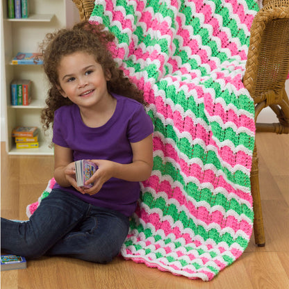 Red Heart Knit Wild Waves Throw Knit Throw made in Red Heart Kids Yarn