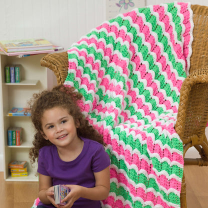 Red Heart Knit Wild Waves Throw Knit Throw made in Red Heart Kids Yarn