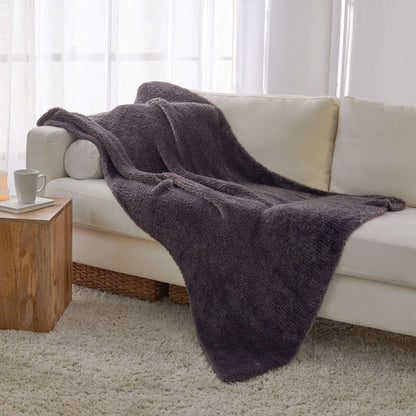 Red Heart Knit the Coziest Throw Knit Throw made in Red Heart Hygge Fur Yarn