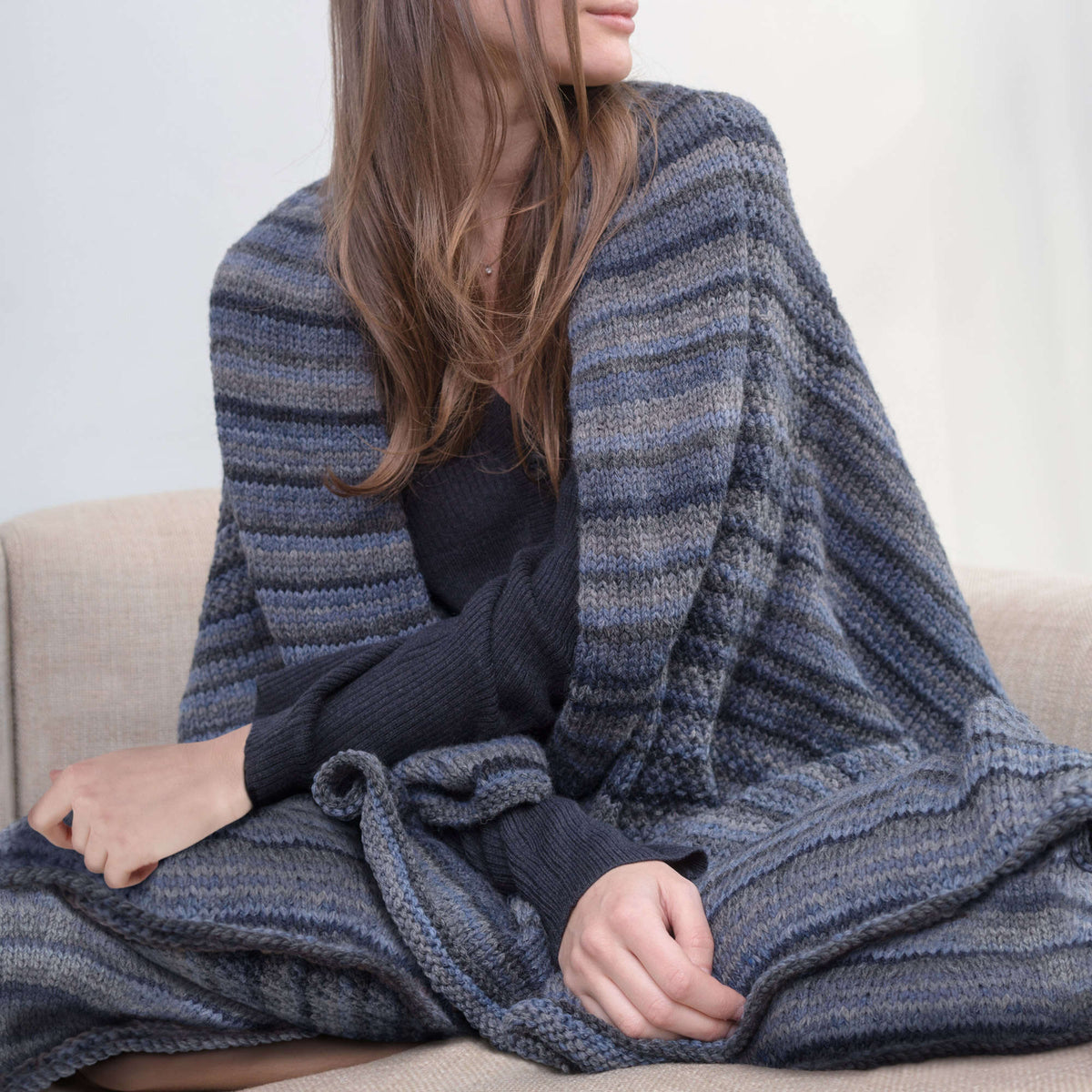 Knit Throw made in Red Heart An Italian Story Ombra Yarn