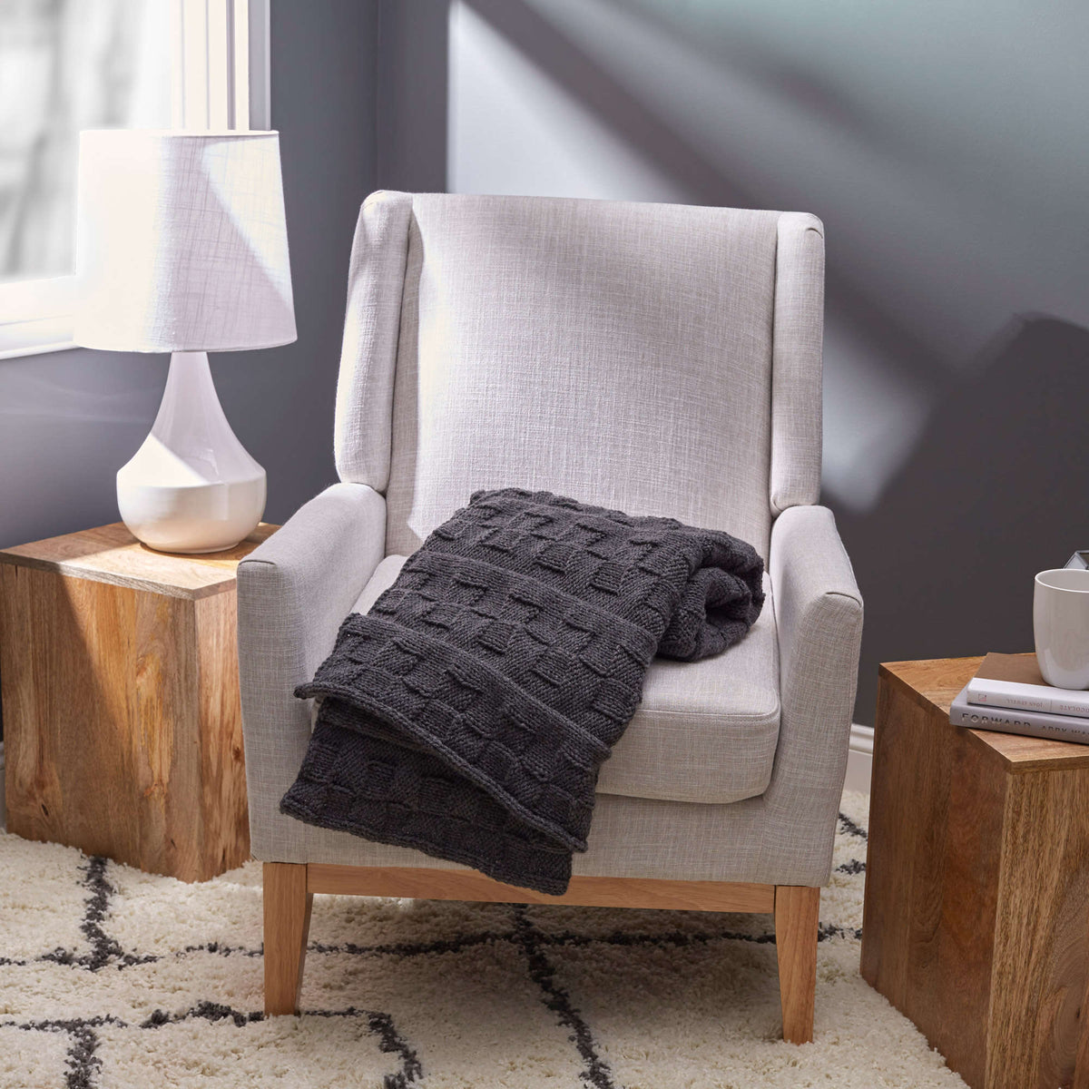 Knit Throw made in Red Heart Comfort Yarn