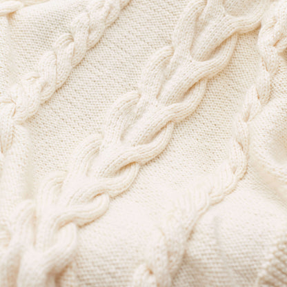 Red Heart Luxurious Cabled Throw Knit Throw made in Red Heart Soft Essentials Yarn