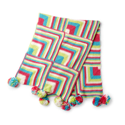 Red Heart Happy Mitered Squares Knit Throw Knit Throw made in Red Heart Yarn