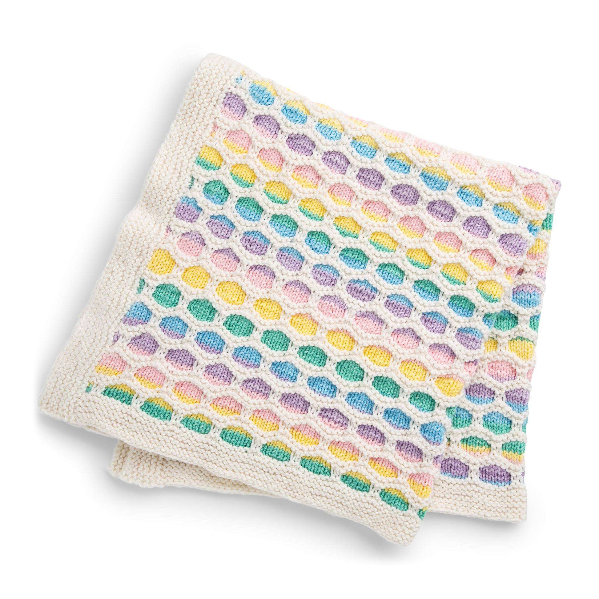 Free Red Heart Honeycomb Baby Rainbow Knit Blanket Pattern