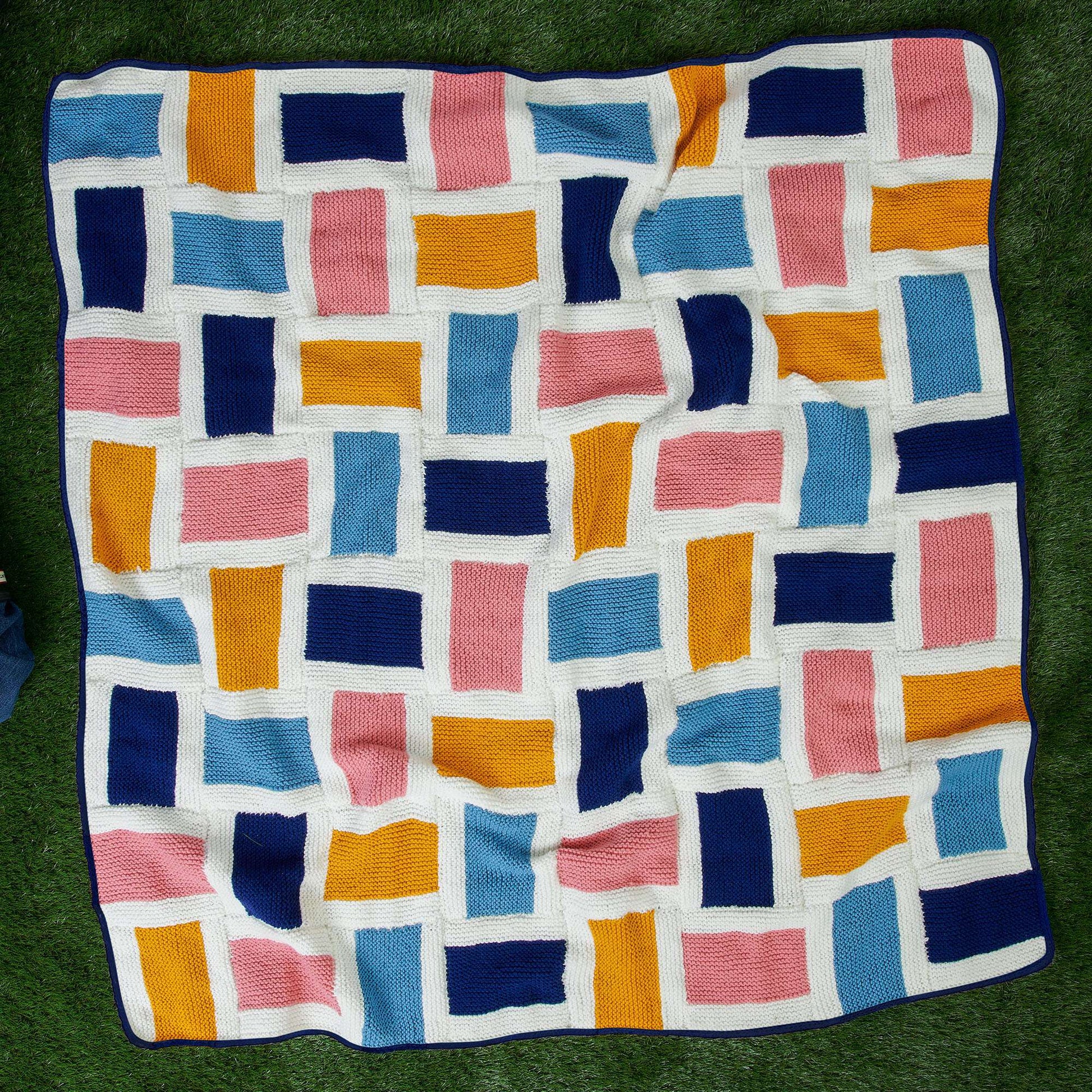 Free Red Heart Garter Quilt Blocks Knit Blanket Pattern