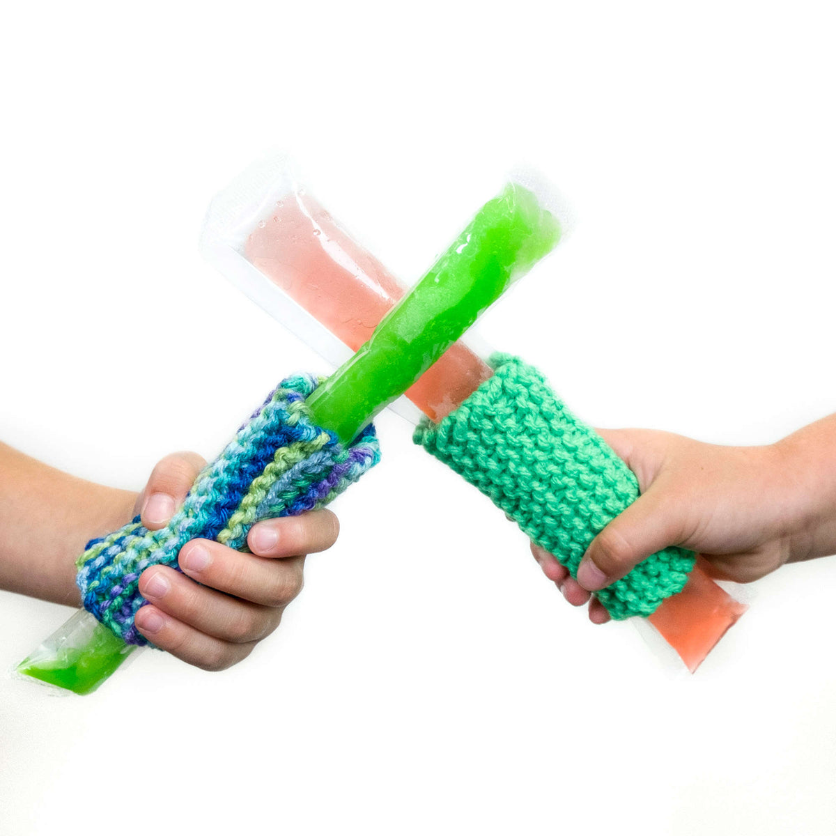 Knit Pop Cozy made in Red Heart Super Saver Yarn