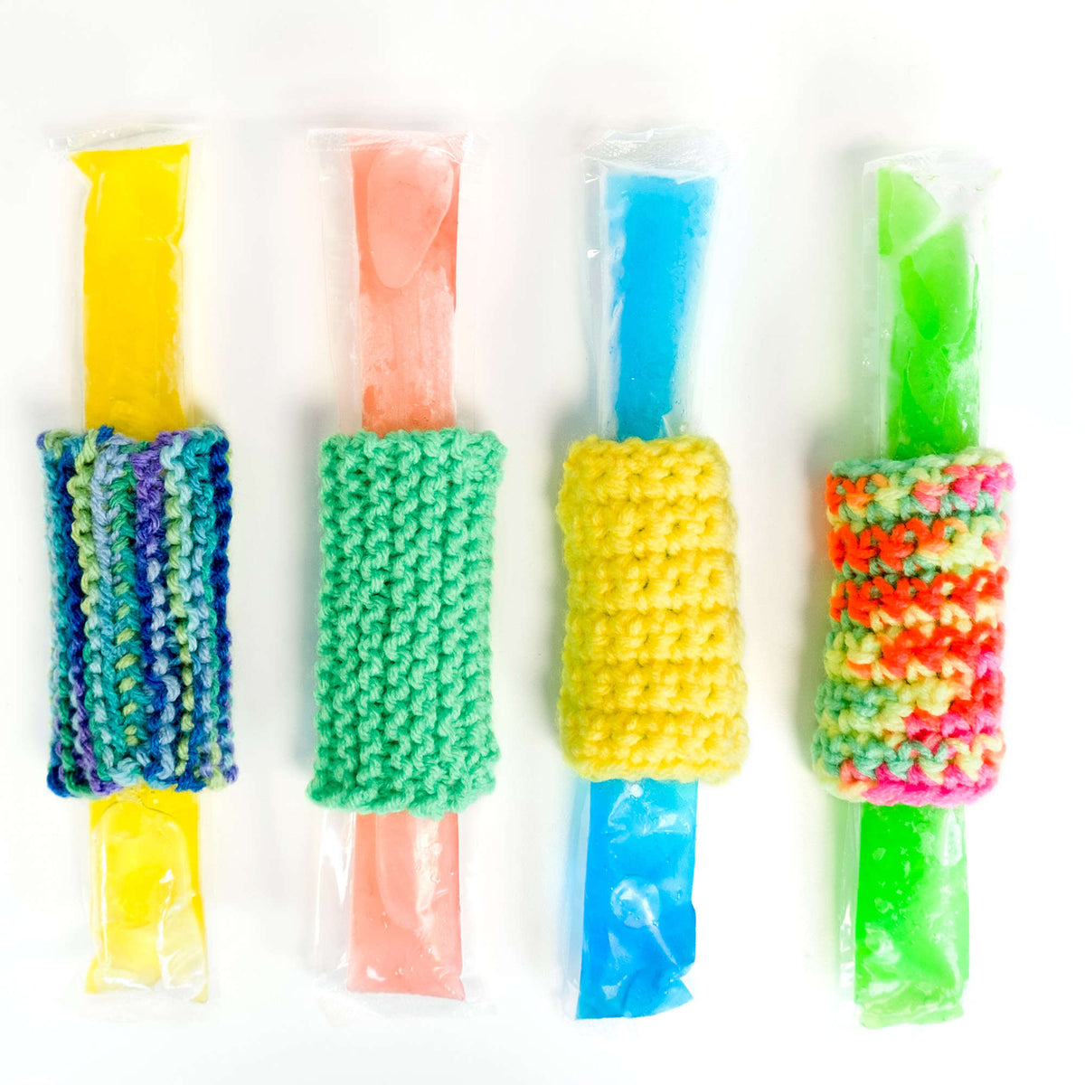 Knit Pop Cozy made in Red Heart Super Saver Yarn